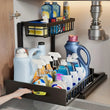 Rangement Sous Évier Coulissant 2 Niveaux Blanc ou Noir, Organisateur d'Armoire
