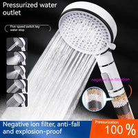 Pommeau de Douche Filtrant 5 Jets Stop Eau Haute Pression 12 cm