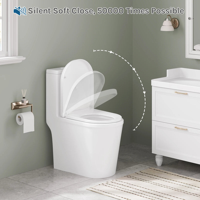 Abattant WC Forme D Frein de Chute Fixation par le Haut, 47,5 cm