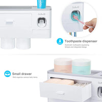Porte-Brosse Mural Magnétique avec Tiroir et Distributeur de Dentifrice, 2 à 4 Gobelets