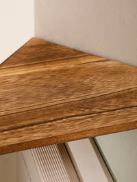 Étagère d'Angle Murale en Bois Brûlé, Étagère Seule ou Lot de 3