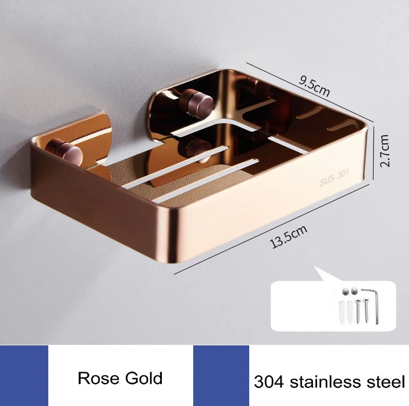 Porte-Savon Mural en Inox Grillagé avec Vidange