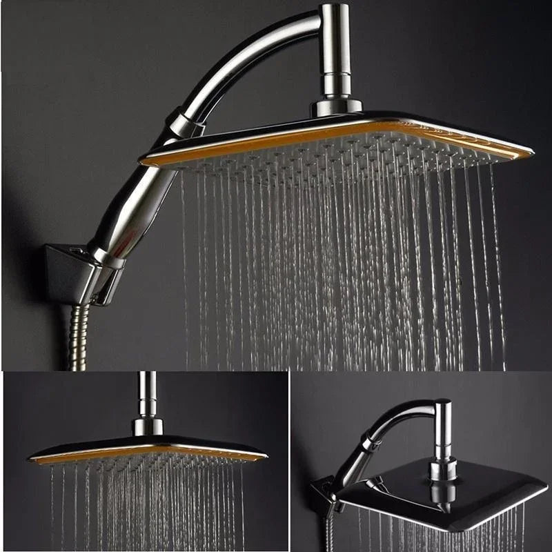Pommeau de Douche Effet Pluie Carré Chromé avec Bras 20 cm