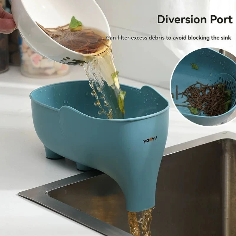 Panier d'Évier Éléphant en Plastique pour Éponges et Légumes, 4 Couleurs, 1 à 3 Pièces