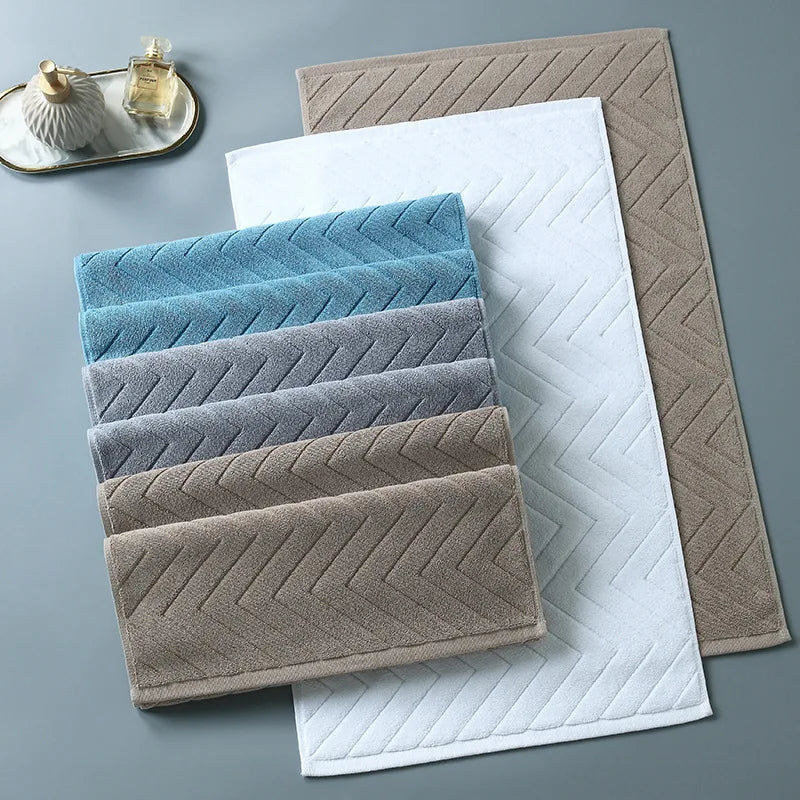 Tapis de Bain Coton Absorbant 45 x 75 cm, Motif Chevrons ou Cadre