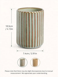 Porte-Brosse à Dents Céramique Vintage Côtelée Vert Sauge 250 ml