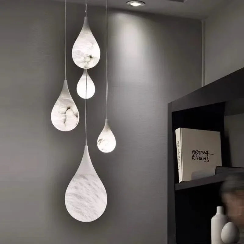 Suspension Cuisine Goutte en Résine Effet Pierre, LED 5 à 10 W