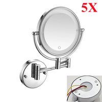 Miroir Grossissant Mural LED Bras Extensible Laiton, 3 Teintes de Lumière