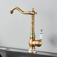 Mitigeur Cuisine Rétro Laiton Antique Pivotant