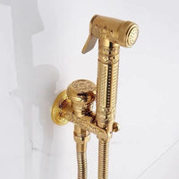 Douchette WC Laiton Doré ou Bronze Antique à Manche Ouvragé et Robinet