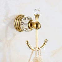 Accessoires Salle de Bain Doré Cristal Frise Grecque à la Pièce, 14 Articles
