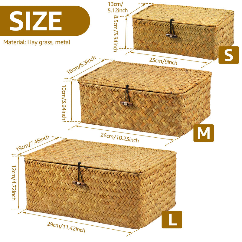 Paniers de Rangement en Jonc de Mer Tressé Lot de 3