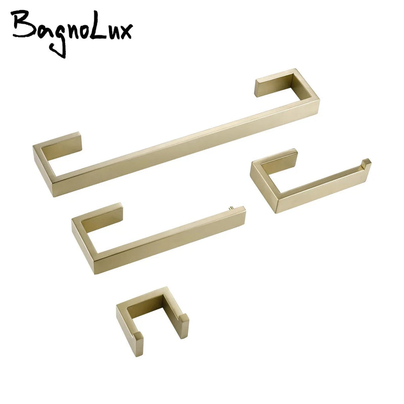 Accessoires Salle de Bain Inox Doré Brossé à la Pièce, 10 Références