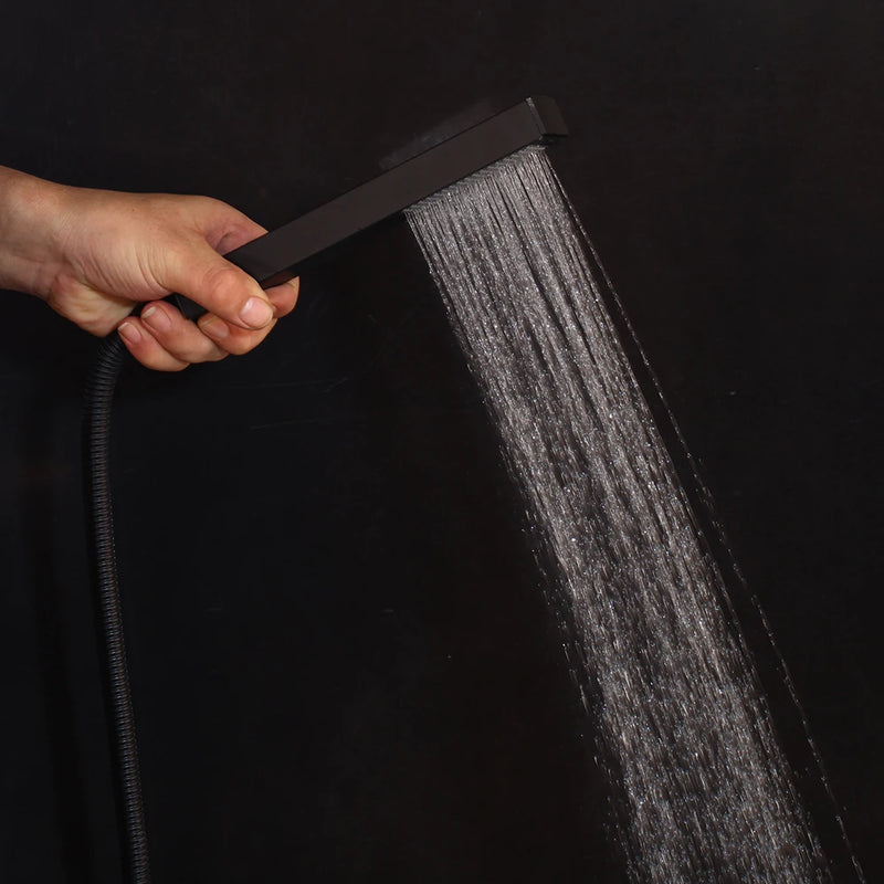 Douche Encastrable Noir Mat Pluie Carrée 20 à 40 cm avec Douchette