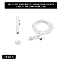 Douchette WC Blanche Pulvérisateur ABS ou Inox avec Flexible et Support Mural