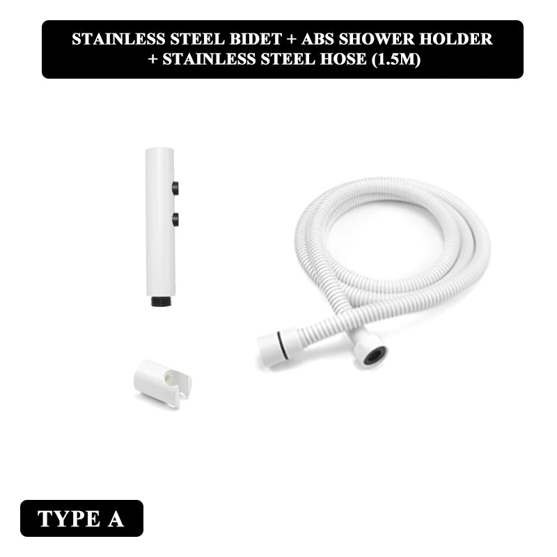 Douchette WC Blanche Pulvérisateur ABS ou Inox avec Flexible et Support Mural