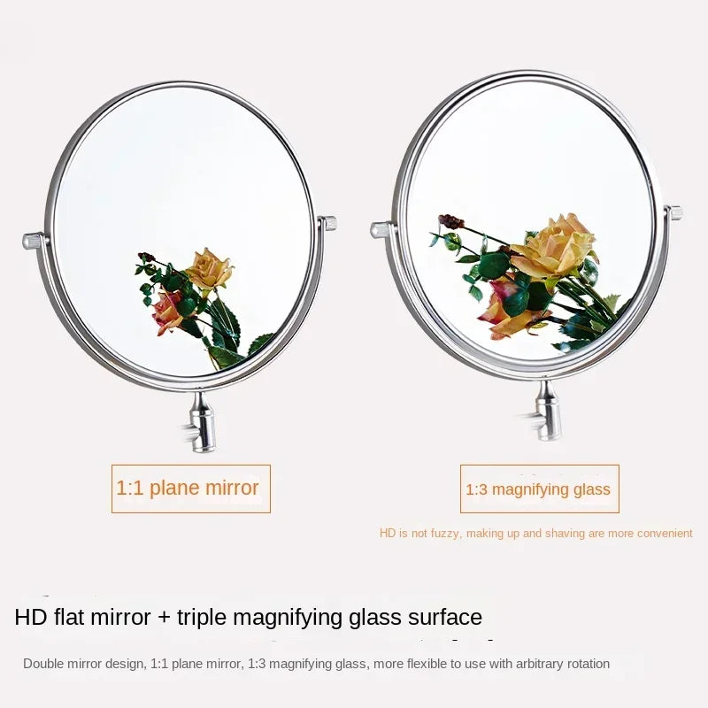 Miroir Grossissant Mural Noir Double Face Bras Extensible 20 cm