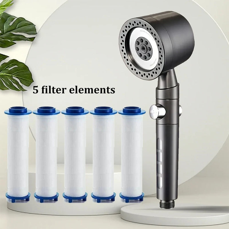 Pommeau de Douche 5 Modes Filtrant Panneau Inox