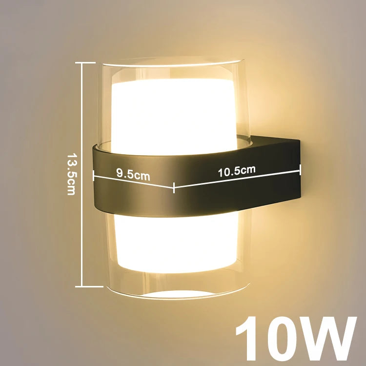Applique Murale LED Abat-Jour Acrylique Carré ou Rond, 10 W, Noir