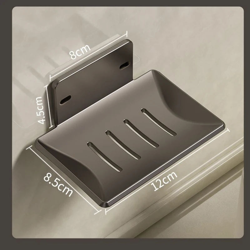 Porte-Savon Mural Inox Sans Perçage avec Plateau Égouttoir, Lot de 1 ou 2