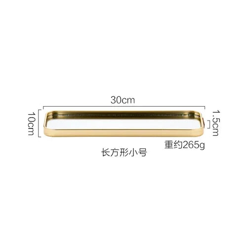 Plateau Miroir Doré Ovale ou Rectangulaire de 30 à 35 cm