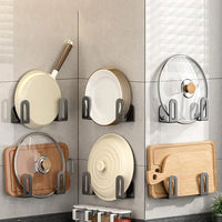 Range-Couvercle Mural Adhésif Noir en Acier au Carbone, Lot de 2 Supports