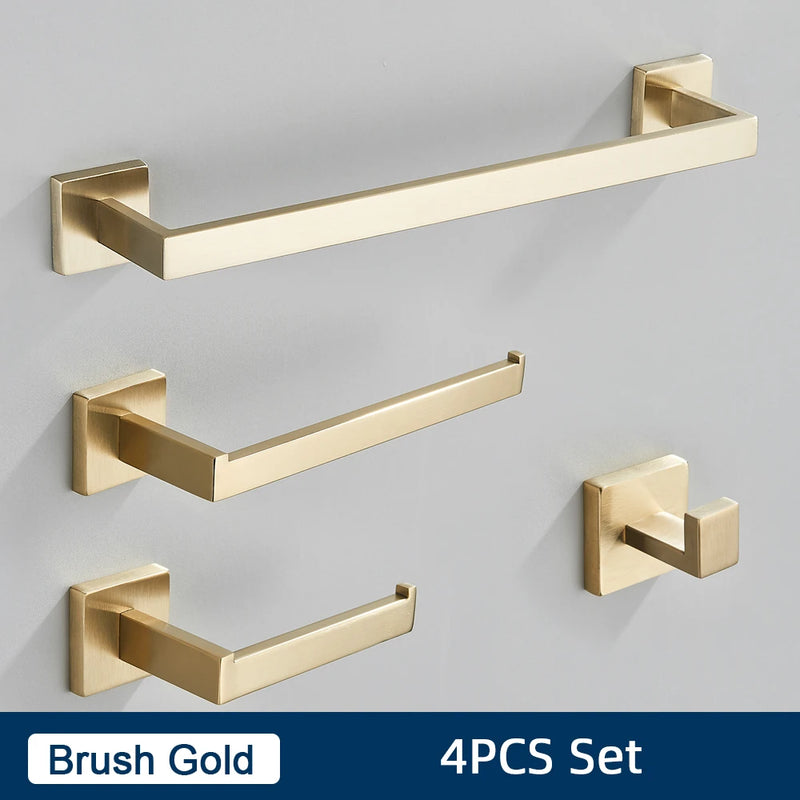 Ensemble Accessoires Salle de Bain Inox 4 Pièces