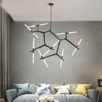 Suspension Cuisine Branches LED Doré ou Noir, 6 à 20 Lampes