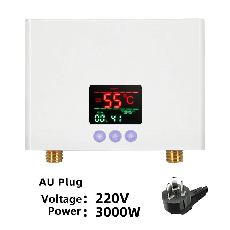 Chauffe-Eau Instantané Électrique Mural avec Télécommande, 3 000 ou 5 500 W