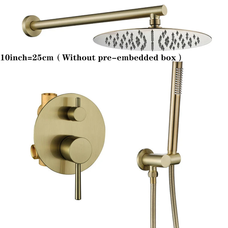 Douche Encastrable Dorée Pluie avec Robinet de Baignoire