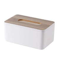 Boîte à Mouchoirs Rectangulaire à Couvercle en Bois, Blanche ou Vert Kaki