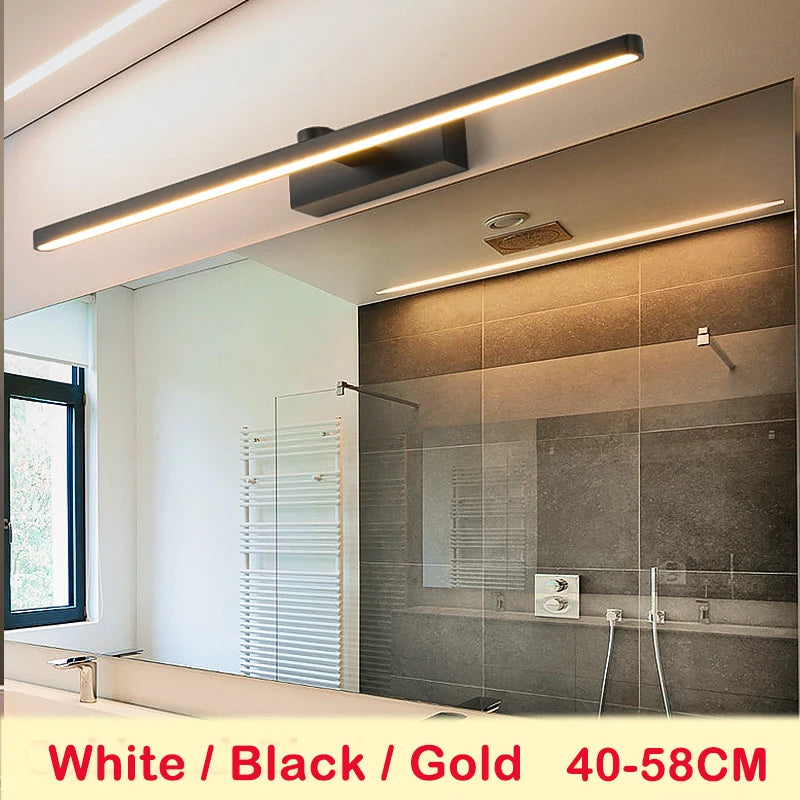 Applique Salle de Bain LED Noire ou Blanche, 40 ou 60 cm