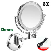Miroir Grossissant Mural LED Double Face en Laiton 3x ou 5x