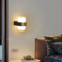 Applique Murale LED Abat-Jour Acrylique Carré ou Rond, 10 W, Noir