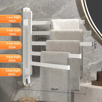 Porte-Serviette Pivotant Mural Inox Noir ou Blanc, 1 à 5 Barres