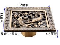 Bonde de Douche Carrée Laiton Vieilli Motifs Ciselés 12 cm