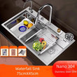 Évier Cuisine Inox 304 Cascade 1 Bac avec Robinet, 3 Largeurs
