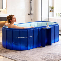 Baignoire Pliable Adulte Portable Bleue ou Jaune Doré, 120 ou 150 cm