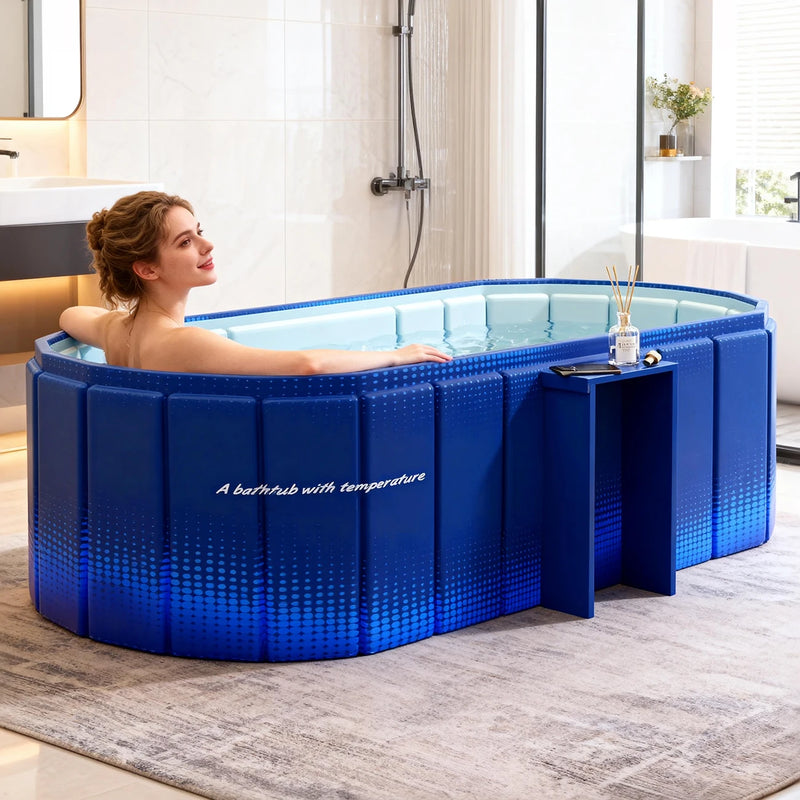 Baignoire Pliable Adulte Portable Bleue ou Jaune Doré, 120 ou 150 cm
