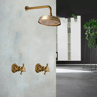 Colonne de Douche Murale Laiton Vieilli avec Pommeau Pluie 20 cm