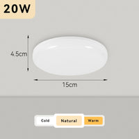 Plafonnier Cuisine LED Rond Ultra Plat 4,5 cm, Blanc ou Noir, 15 à 50 W
