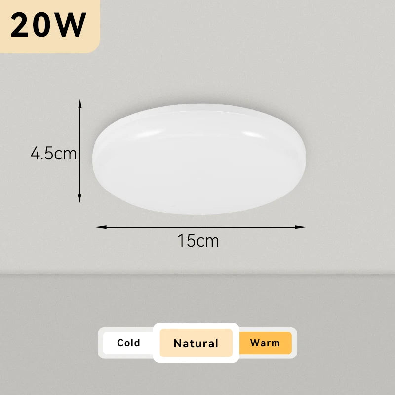 Plafonnier Cuisine LED Rond Ultra Plat 4,5 cm, Blanc ou Noir, 15 à 50 W