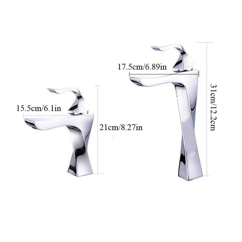Mitigeur Lavabo Design Torsadé, Doré ou Chromé, Bas ou Haut