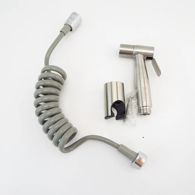 Douchette WC Inox à la Pièce avec Flexibles et Supports, 11 Articles