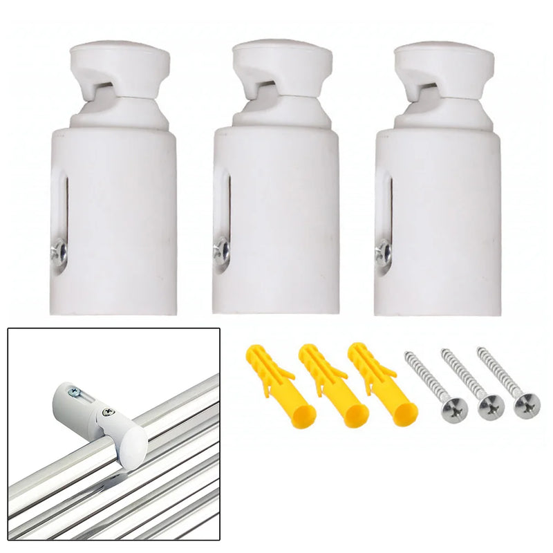 Supports de Sèche-Serviette Blancs, Lot de 3, Réglables 75 à 95 mm