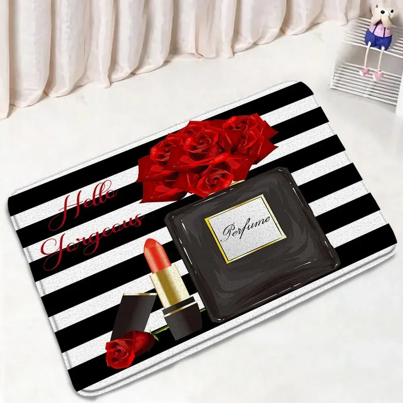 Rideau de Douche Flacon Parfum 180x180 cm et Tapis à la Pièce