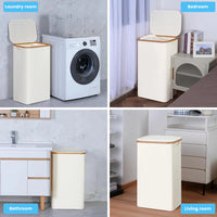 Panier à Linge 100 L avec Couvercle et Poignées Bambou