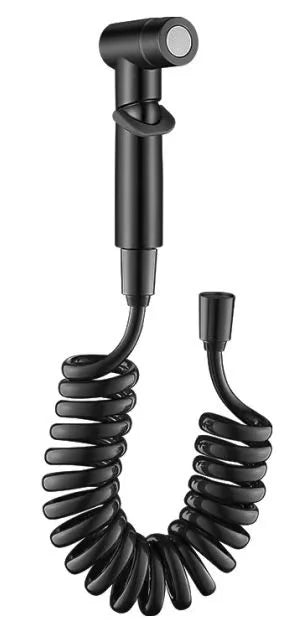 Robinet d'Angle Double Sortie, Douchette WC en Option, Noir Chromé Gris