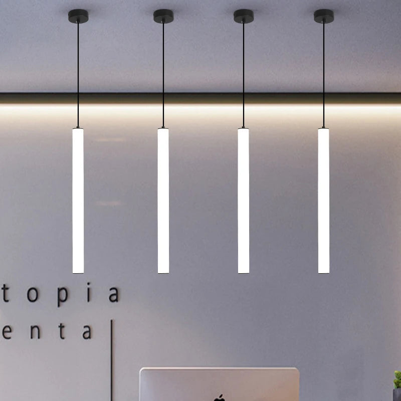 Suspension Cuisine Cylindrique Blanche LED 40 cm