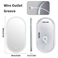 Miroir LED Salle de Bain Ovale Anti-Buée Tactile 80 x 50 cm